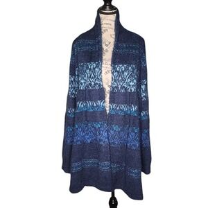Isaac Mizrahi Live Blue Open Front Cardigan XL Longline Lightweight Layering